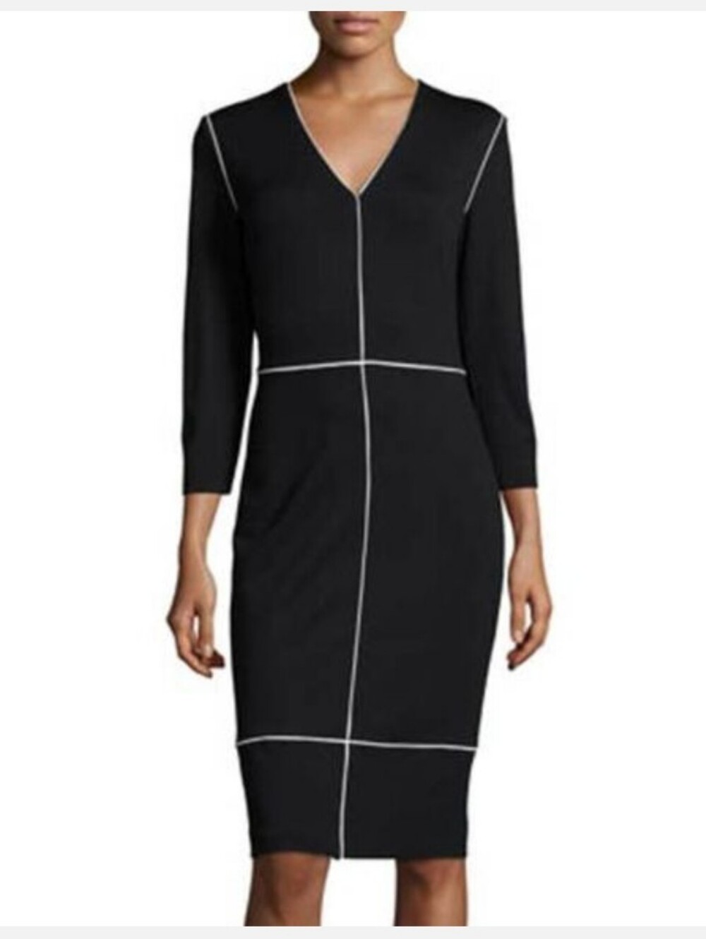 Escada Black Midi Dress with White Piping
